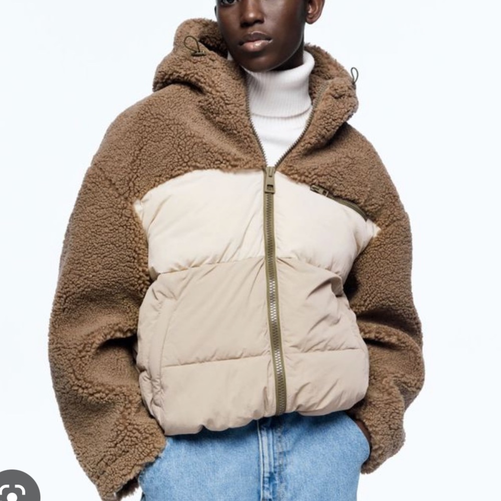 NWT ZARA PUFFER TEDDY JACKET SIZE S